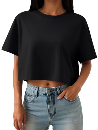 Trendy Queen Womens Crop Tops Oversized Workout Tshirts Short